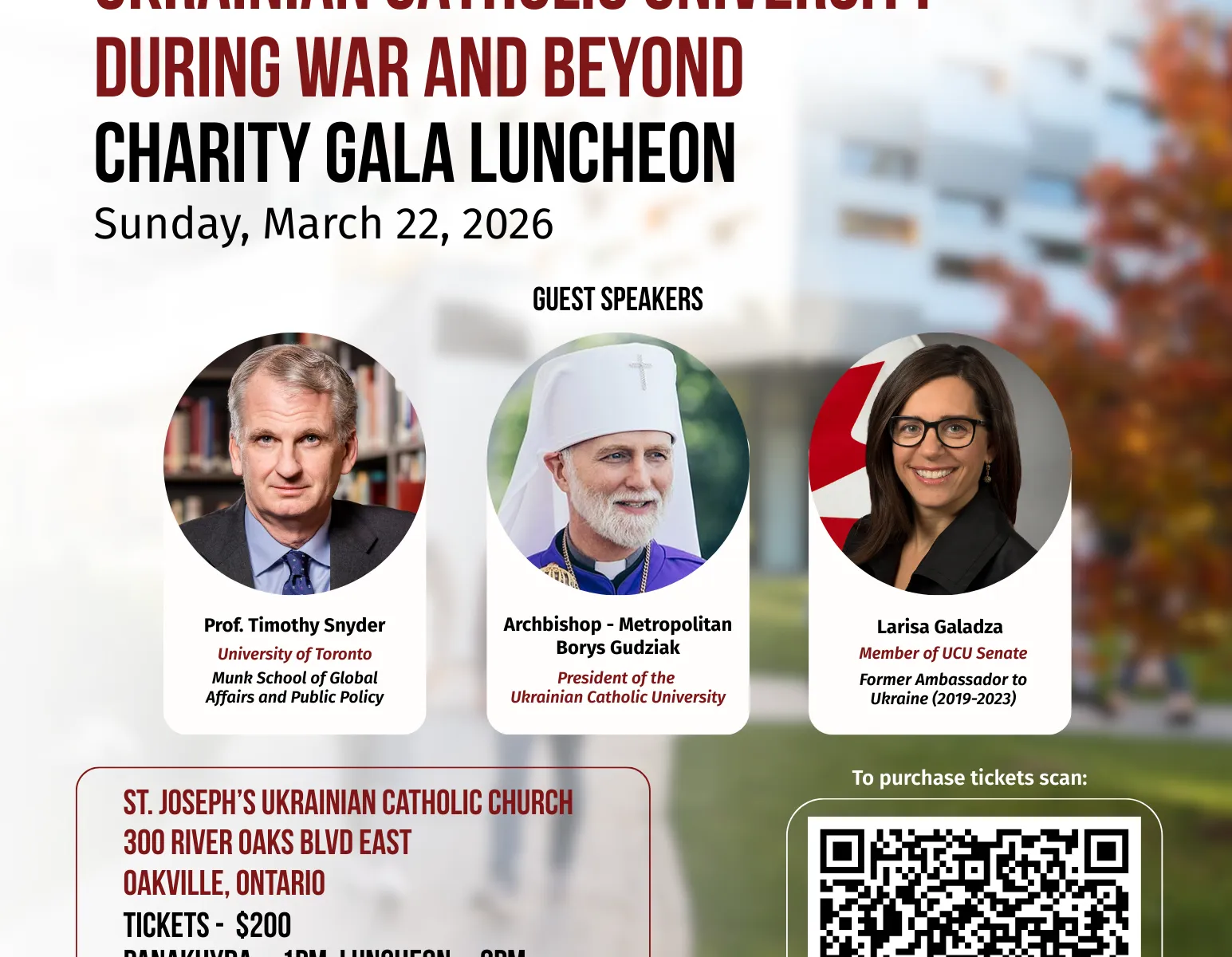 Ukrainian Catholic University During War and Beyond - Charity Gala Luncheon (Mar 22, 2026)