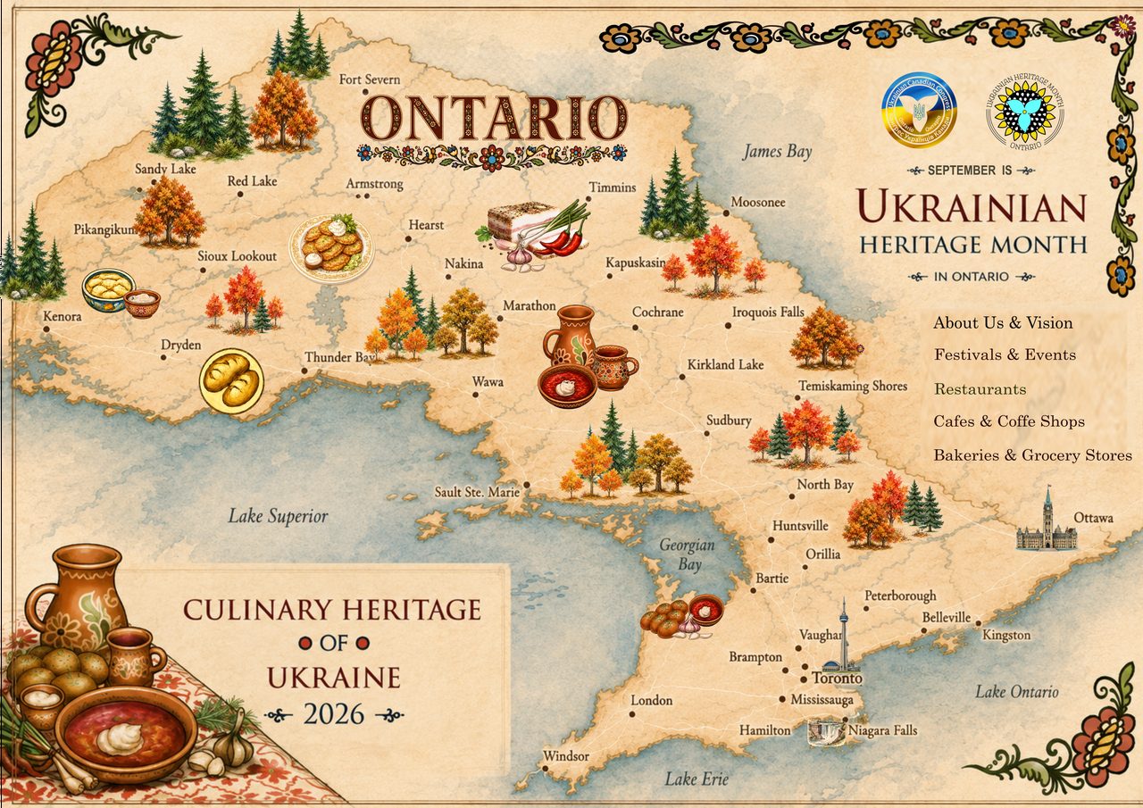 Illustrated culinary map of Ontario — tap to open the interactive version